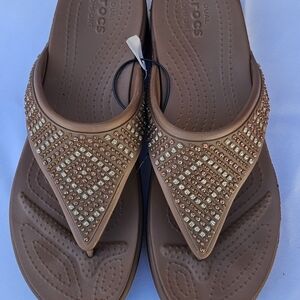 CROCS Women's Embellished Tan Sandals